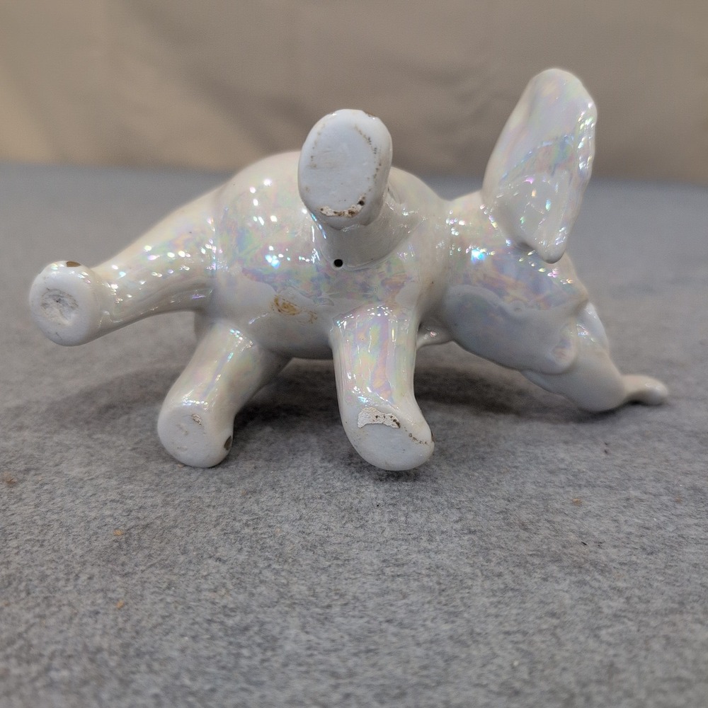 Vintage Iridescent Ceramic Elephant Figurine Mother of Pearl Glaze Gold Accents - Picture 5 of 5